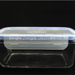 Borosilicate Rectangle Lunch Box Large Glass Mixing Bowls Glass Storage Bowl With Plastic Lid thumbnail-3