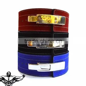 Professional Fitness Weightlifting Power Gym Belt Lever Genuine Peach Color Leather Belt 4" Silver Buckle New thumbnail-3