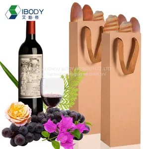 Custom Reusable Kraft Paper Single Bottle Red Wine Bag Gift Packaging Bag thumbnail-5
