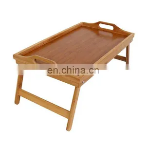 Bamboo Home Wooden Serving Bed Tray Breakfast Dinner Desk Kitchen Serving Table Tray With Foldable Legs thumbnail-1