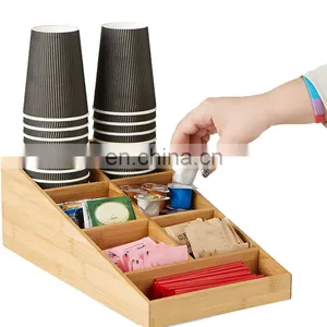 Bamboo Coffee Capsule Storage Box Disposable Paper Cup Storage Rack Tea Sugar Bag Finishing Box Home Storage & Organization thumbnail-1