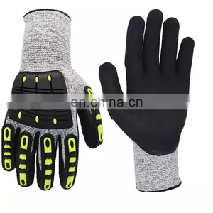 Construction TPR Mechanical Impact Cut Resistant HPPE Nitrile Coated Safety Gloves For Work thumbnail-1