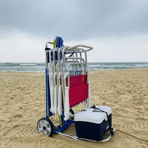 Foldable Beach BBQ Cart With Aluminum Tube PP Table and Removable Wheels thumbnail-4
