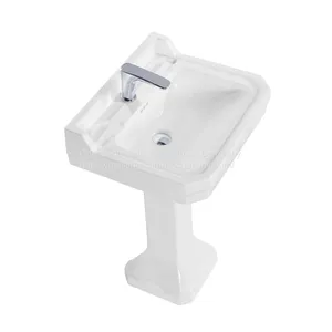 CUPC Bathroom 30 Inches 77cm Rectangle Ceramic Pedestal Sink With Backsplash thumbnail-3