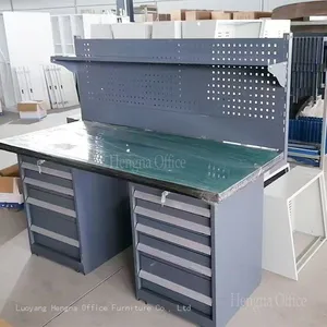 Hengna Industrial Workbench | Steel Tool Bench With Pegboard & Drawers / HN-MW07 / Workstation for Heavy Duty Maintenance thumbnail-1