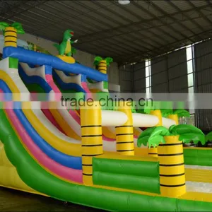 Free Blower Dinosaur Theme Guangzhou 0.55mm PVC Children Inflatable Bouncer Jumping Castle Slide thumbnail-2