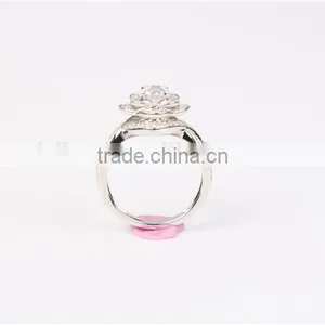 Micro Pave Setting Elegant Rose Shape Design 925 Sterling Silver Wedding Ring thumbnail-4