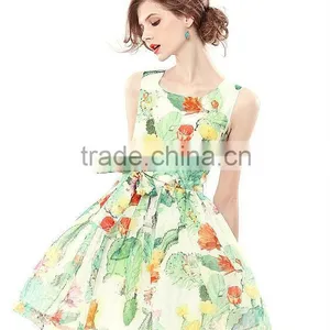 2014 New Product Trendy Women Sleeveless Silk Dress (stock) thumbnail-1