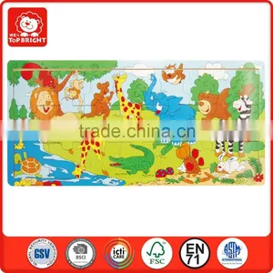 2014 Popular Child Toy Silk Screen Printing 21 Pcs Wild Animal Tree River Design Jigsaw Puzzle Machine thumbnail-1