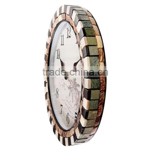 18 Inch Hot Sale Natural Coconut Shell Mosaic Specialty World Clock thumbnail-4