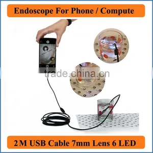 Waterproof USB Endoscope for Mobile Phone and Compute PC Laptop 2M Cable 7mm Lens USB Endoscope Pipe Inspection Camera Borescope thumbnail-1