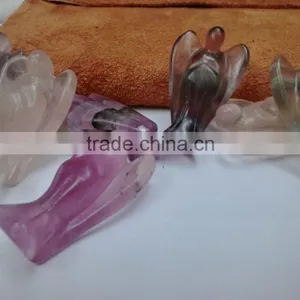 Natural Flourite Carving Angels Handicraft Carved Gemstone Angels Different Shape Different Size thumbnail-4