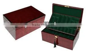 OEM High Gloss Cherry Wooden Chess Storage Box With Lid thumbnail-1