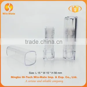 Hot Sale ! 5.4g Square Cap Plastic Transparent Lipstick Tube Packaging thumbnail-2