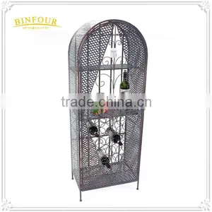 Antique Black Iron 2 Tier Storge Rack Metal Wine Rack thumbnail-1