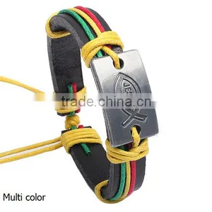 >>hot Selling Adjustable Jesus Ichthys Symbol Leather Bracelet/ thumbnail-2