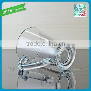 2016 Hot Sale Glass Mug V Shape Transparent Glass Mug Wholesale Glass Mug With Thick Bottom thumbnail-3