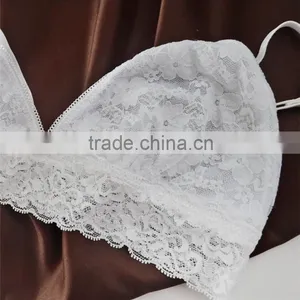 Handmade Lace Bra, White Lace Bralette, Delicate Mesh Bra,Soft Lace Triangle Bralette thumbnail-3