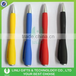 Plastic Rubber Finished Ball Pen With Led Light thumbnail-1