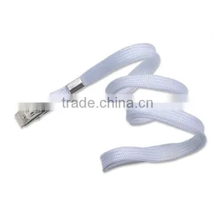 White Tubular Blank Lanyard With Bull Dog Clip thumbnail-1