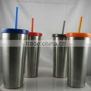16oz Double Wall Stainless Steel Straw Mug, Coffee Tumbler, New Type Starbuck Straw Tumbler thumbnail-1