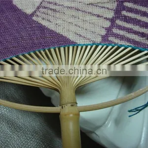 Printed Ramie& Bamboo Round Handmade Fan thumbnail-3