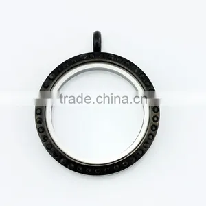 316L Stainless Steel Screw 25mm Black Floating Charms Lockets With Black Crystals thumbnail-1