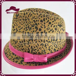 Unisex Fedora Short Brim Leopard Pattern Printed Hat thumbnail-1