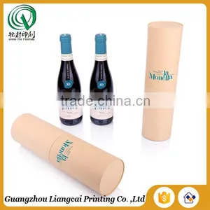 Recycled Customized Tall Single Wine Bottle Kraft Paper Round Box Round Paper Wine Boxes thumbnail-1