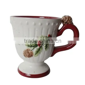 Hand-painted Goblet Earthenware Mug With Unique Handle thumbnail-1