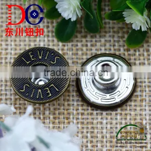 Metal Logo Customized Double Pin Button Brass Jeans Button,Double Sided Buttons for Jean Wear thumbnail-2