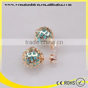 Double Faced Handmade Crystal Earring, Crystal Ball Earrings Quality Choice thumbnail-1