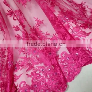 2015 African Embroidery French Lace With Beads for Ball Gown/Wedding Dress Fabric thumbnail-2