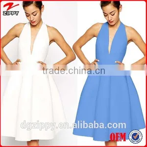 Fashion Plain Dyed Plunging Front Woman Dress Open Back Prom Dresses 2015 thumbnail-1