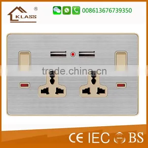 UK Type Wall Double Socket With Double USB Port Switches and Socket uk thumbnail-1