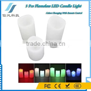 3Pcs Flameless LED Candle Light Colors Changing Candle With Remote Control thumbnail-1