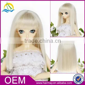 Best Quality Long Straight Baby Girl White Bjd Hair Wig With Bangs thumbnail-1
