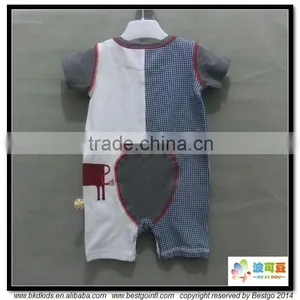 BKD 2016 Contrast Color Pockets Baby Boys Romper and Flock Printed Baby Clothes thumbnail-4