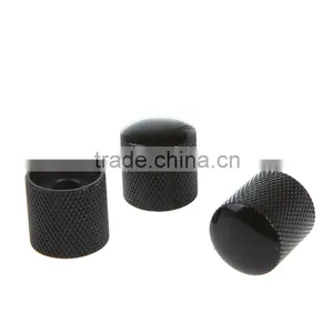 3PCS Metal Dome Knobs Knurled Barrel for Electric Guitar Parts Black thumbnail-3