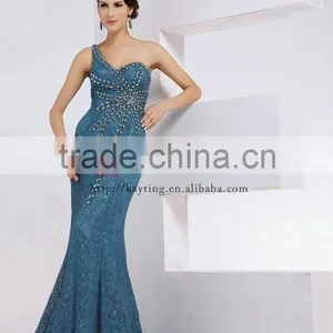Elegant Beaded Mermaid Blue Evening Women Dresses Prom Dresses 2014 thumbnail-2