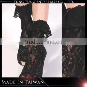 Kintting Cosmos Pattern Lady Ruffle Lace Ankle Socks thumbnail-1