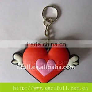 Love Shape Silicone Rubber Keychain With Angel Wings thumbnail-1