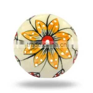 Ceramic Tomato With Yellow Flower Print Knob thumbnail-1