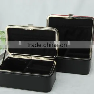 pu Mini Simple Jewelry Box With Metal Frame thumbnail-1