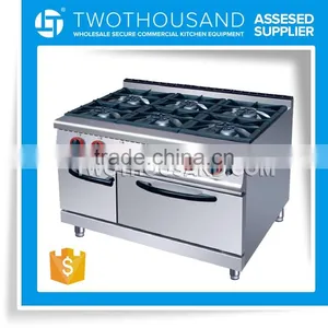 Free Standing Stainless Steel Gas Cooker With 6 Burners and 1 Oven 1 Cabinet thumbnail-1