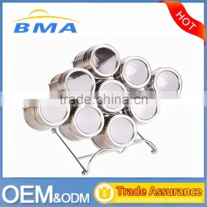 Kitchen Accessory 9 Pieces Stainless Steel Condiment Containers With Rack thumbnail-1