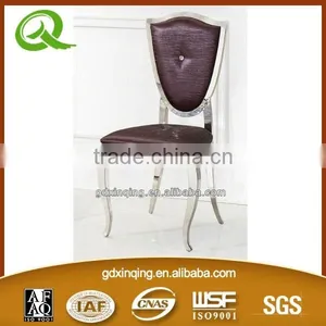 Home Furniture Crystal Button PU Leather Stainless Steel Dining Chairs thumbnail-1