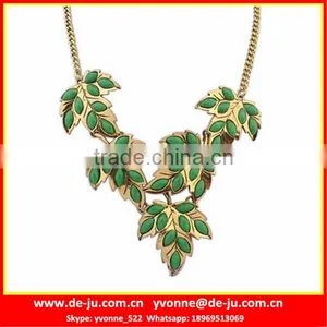 Green Leaves Fashion Statement Necklace thumbnail-1