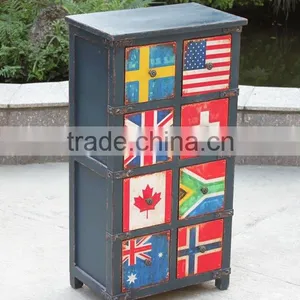 European Stlyle Antique Blue Wooden Cabinet thumbnail-1