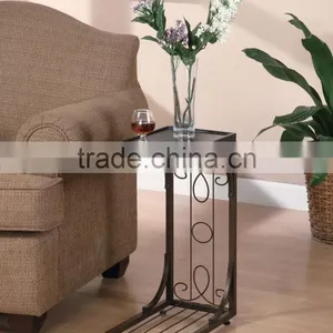 RH-GD1 Metal Snack Table Tray With Wood Top Coffee Side Table thumbnail-1
